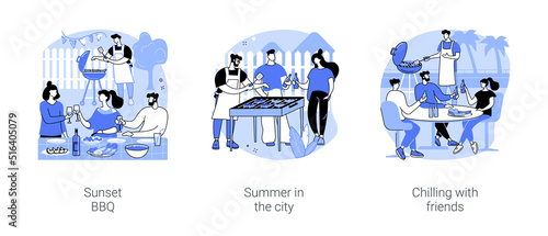 Outdoor BBQ isolated cartoon vector illustrations se