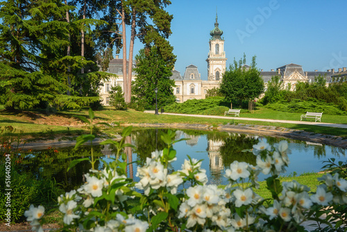 Festetics Palace with beautiful garden on sunny summer day, baroque architect...