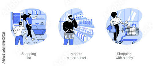 Grocery store isolated cartoon vector illustrations se