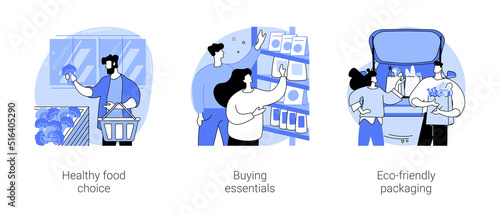 Grocery shopping isolated cartoon vector illustrations se