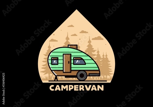 Teardrop camper vintage illustration design