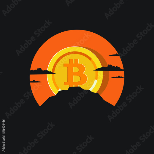 background moon crypto and mountain