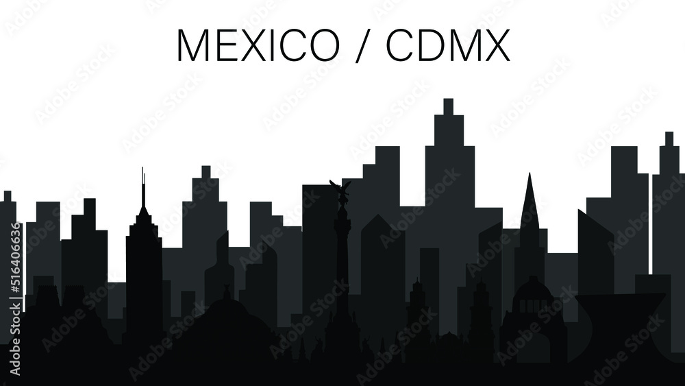 Mexico city skyline, tourist and iconic places of the city.