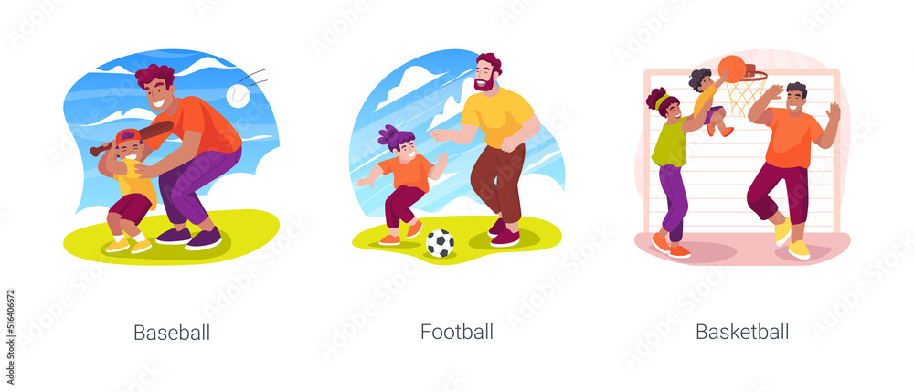 Backyard games isolated cartoon vector illustration set