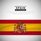 Modern Spain Independence Day design with wavy flag vector