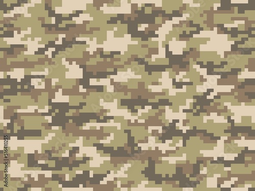  Military pixel texture sand army shape pattern, endless background. Ornament