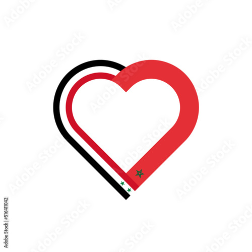 unity concept. heart ribbon icon of syria and morocco flags. vector illustration isolated on white background