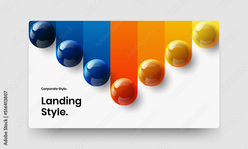 Fresh journal cover design vector illustration. Original 3D balls company identity layout.