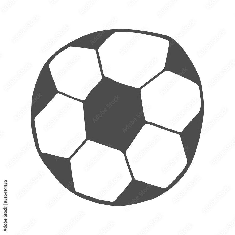 Hand drawn soccer ball icon. Vector graphics, doodle style.