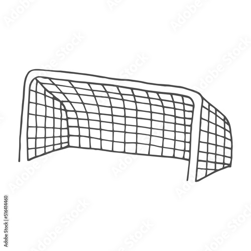 Hand drawn soccer goal icon. Vector graphics, doodle style.