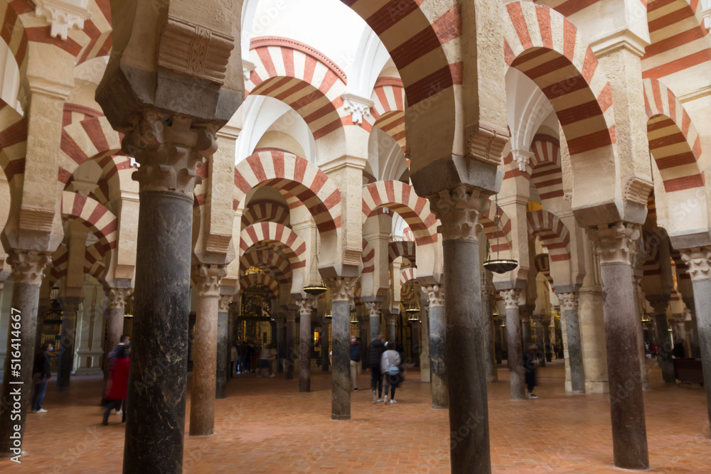 Interior of the Cathedral and former Great Mosque of Cordoba, Spain.