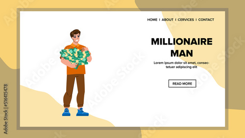 millionaire man vector. rich luxury business lifestule, money people millionaire man web flat cartoon illustration