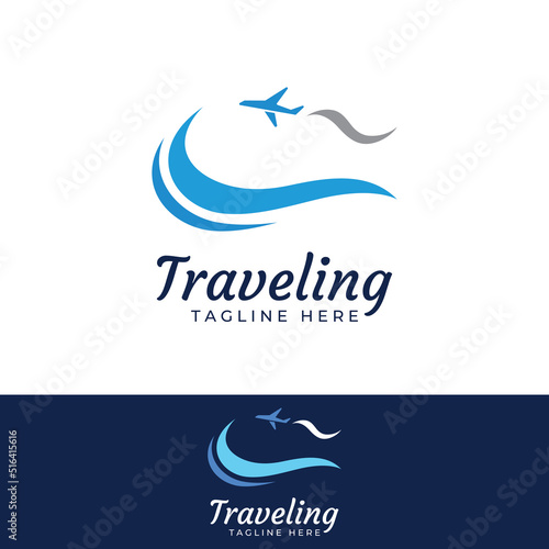 Travel agency logo design and summer vacation with airplanes. The logo can be for corporate businesses and airline ticket agents.