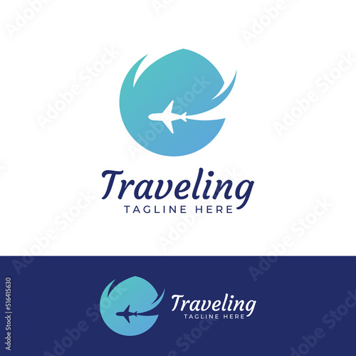 Travel agency logo design and summer vacation with airplanes. The logo can be for corporate businesses and airline ticket agents.