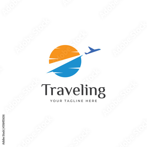 Travel agency logo design and summer vacation with airplanes. The logo can be for corporate businesses and airline ticket agents.