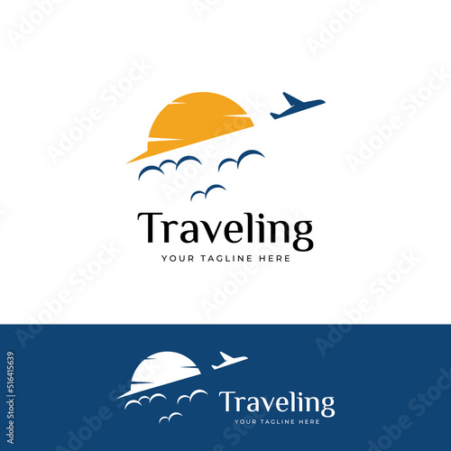Travel agency logo design and summer vacation with airplanes. The logo can be for corporate businesses and airline ticket agents.