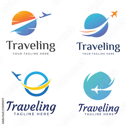 Travel agency logo design and summer vacation with airplanes. The logo can be for corporate businesses and airline ticket agents.