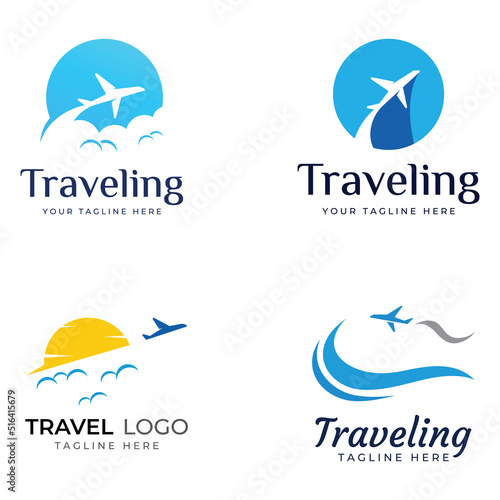 Travel agency logo design and summer vacation with airplanes. The logo can be for corporate businesses and airline ticket agents.