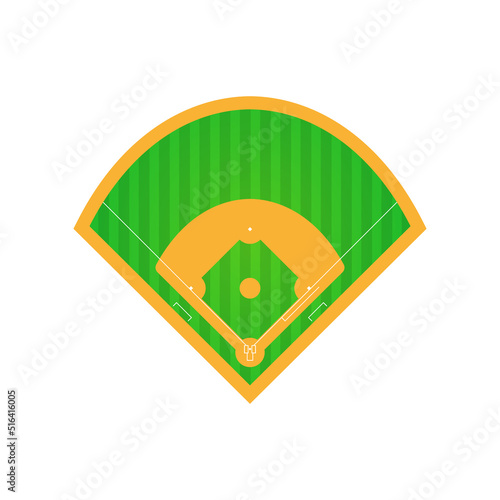 Baseball field icon isolated on white background. Sports ground for active recreation.