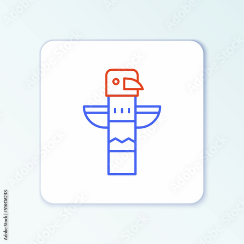 Line Canadian totem pole icon isolated on white background. Colorful outline concept. Vector