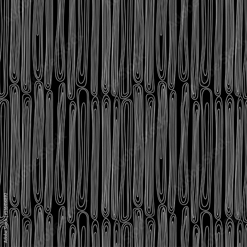 Seamless white pattern of hand drawn abstract wall imitation on black
