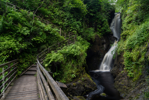 view of the picutresque Glenariff Waterfall in Northern Ireland