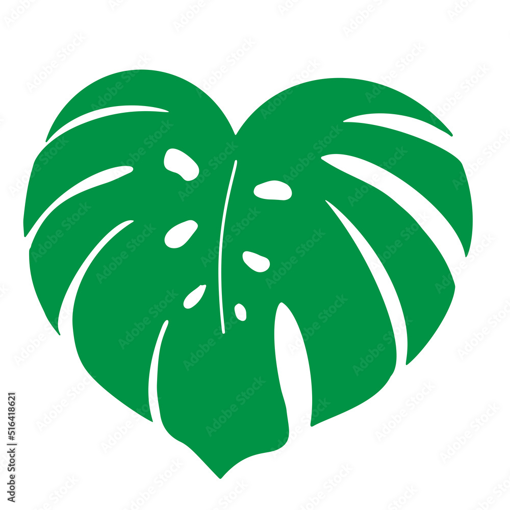 Tropical leaf vector illustration on white background