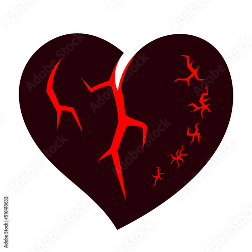 Clip art with isolated dark evil heart shape