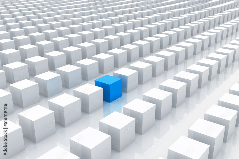One Blue Cube Stands Out From Whites One Blue Cube Stands Out From Whites