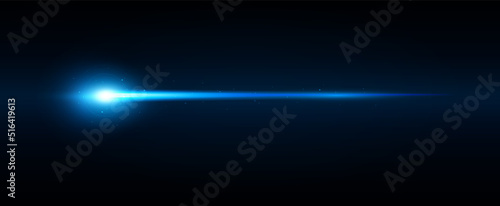 Laser scanning arrow concept. Blue glare speed moving. Innovative technologies for communication and connection. Design for site. Realistic gradient vector illustration isolated on black background