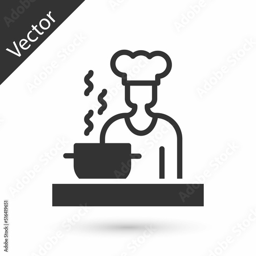 Grey Spanish cook icon isolated on white background. Vector