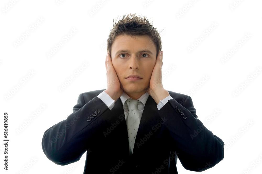 Hear No Evil with a Businessman on White Hear No Evil with a Businessman on White