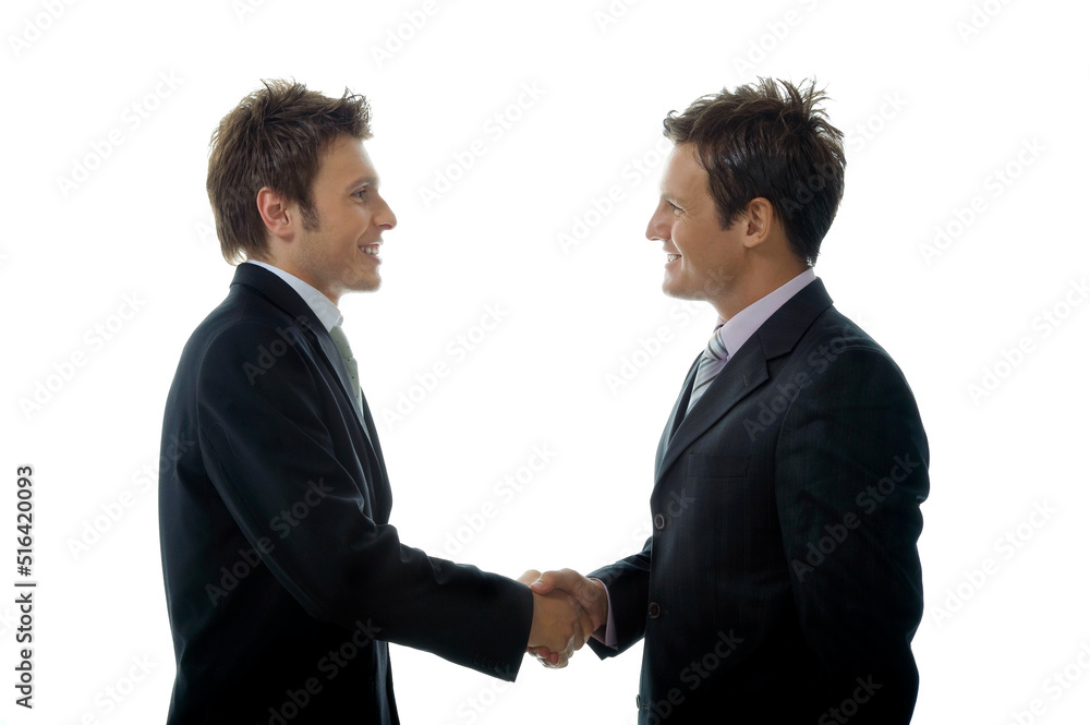 Sincere Handshake of Two Businessmen on White Sincere Handshake of Two Businessmen on White