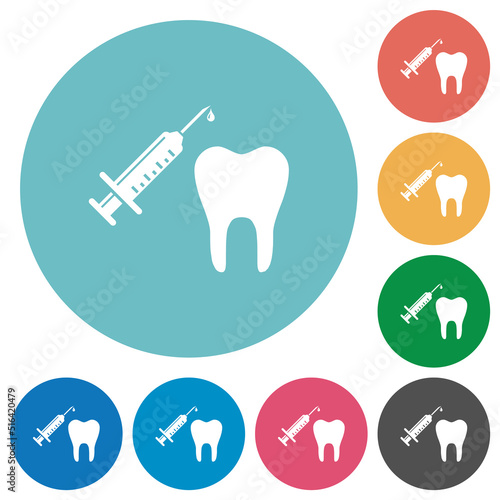 Tooth anesthesia flat round icons
