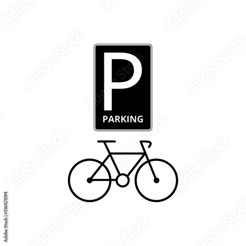 Bicycle parking sign icon isolated on white background