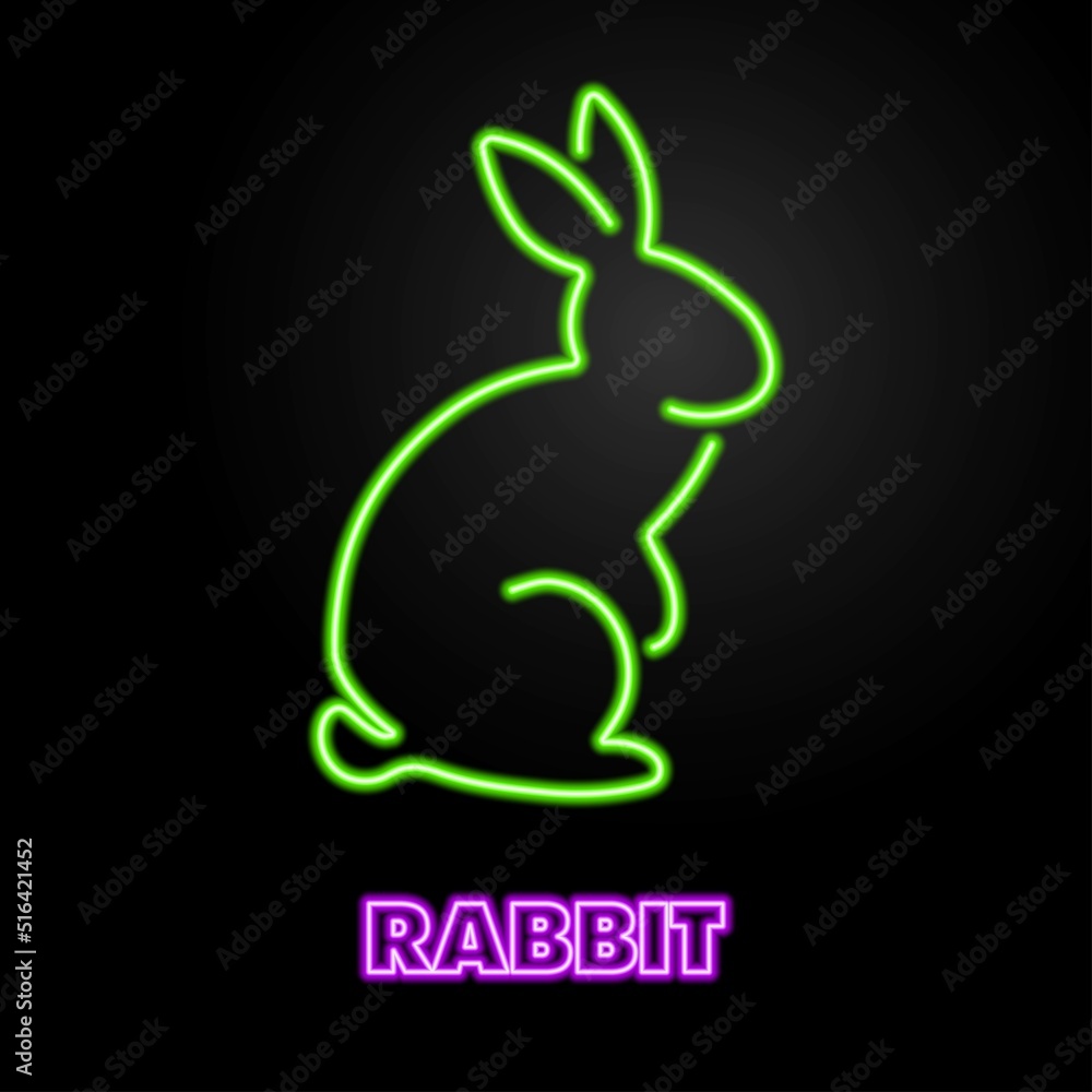 rabbit neon sign, modern glowing banner design, colorful modern design trends on black background. Vector illustration. rabbit neon sign, modern glowing banner design, colorful modern design trends on black background. Vector illustration.