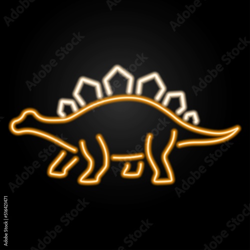 stegosaur neon sign, modern glowing banner design, colorful modern design trends on black background. Vector illustration. photo