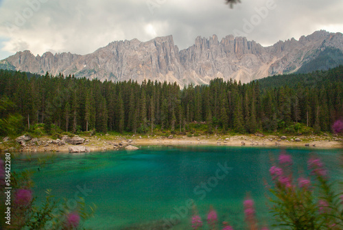 Fototapeta Naklejka Na Ścianę i Meble -  Lago Di Carezza Reflections, Italian Dolomites Sud Tirol, Bolzano Italy