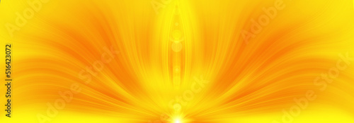 Abstract gold mandala, orange yellow background color. Creative banner energy flower. Sun ray. 