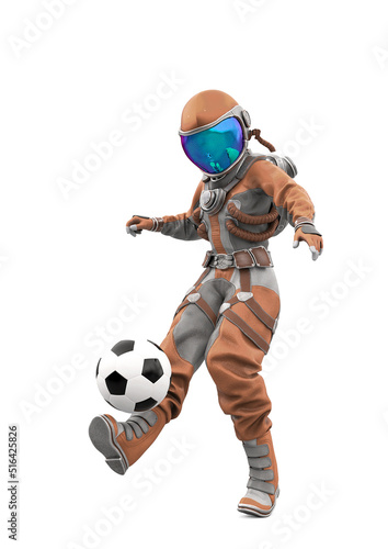 astronaut girl is playing football