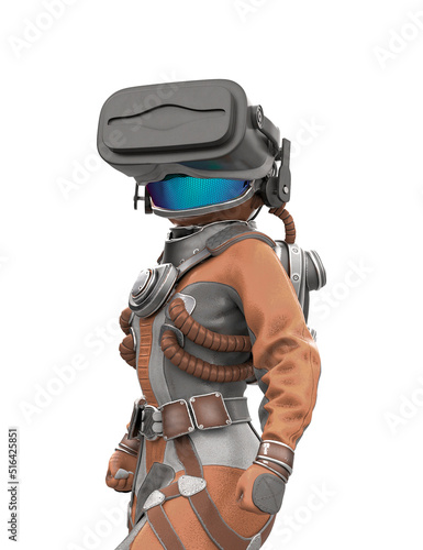 astronaut girl on vr close up view