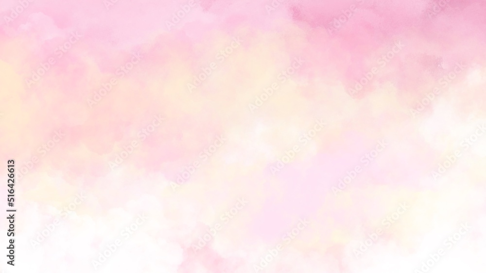 Abstract background watercolor texture painted with yellow-pink pastel brushes. , Color smooth illustration 