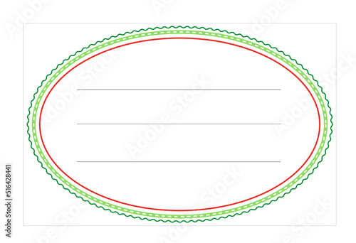 Papier Etiketten oval für Schule, Büro und Küche,
Vektor Illustration isoliert auf weißem Hintergrund
