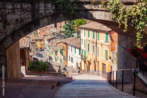 Fototapeta Naklejka Na Ścianę i Meble -  Italian Buildings and Streets in the Perugia, Umbria Region Perugia, Italy