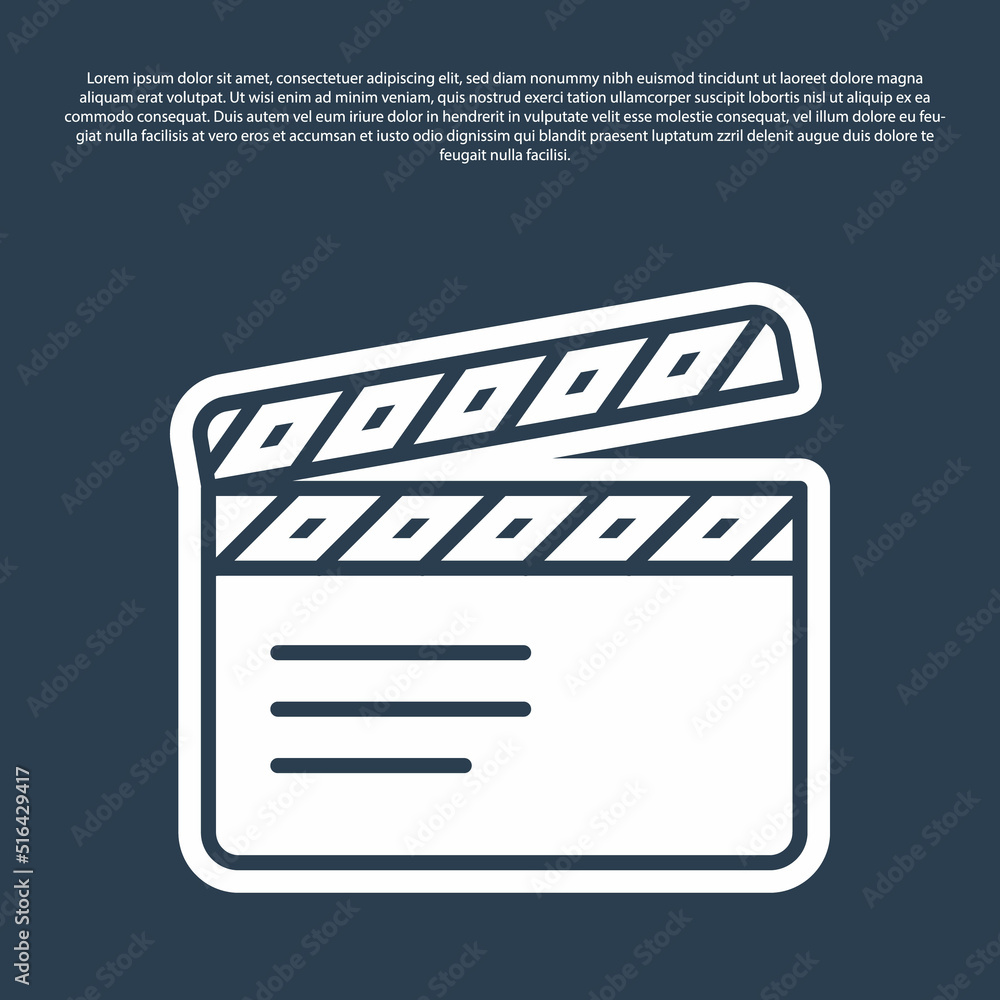 Naklejka premium Blue line Movie clapper icon isolated on blue background. Film clapper board. Clapperboard sign. Cinema production or media industry. Vector