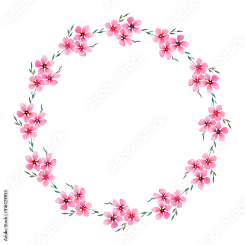 Watercolor floral wreath painted on a white background.