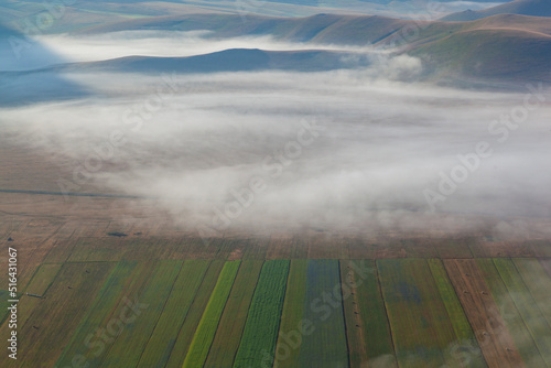 Fog in the Castellucio Fields, Sibillini National Park Perugia, Italy photo