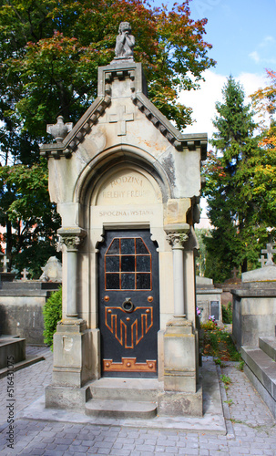 Ancient mausoleum  crypt  at the famous Lychakiv Cemetery in Lviv  Ukraine