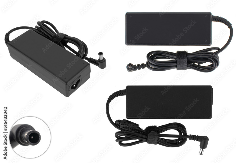 laptop power adapter, laptop accessory, isolated on white background laptop power adapter, laptop accessory, isolated on white background
