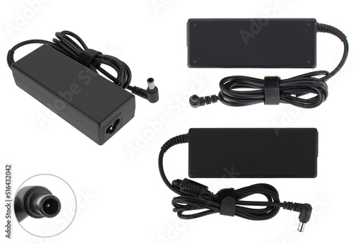 laptop power adapter, laptop accessory, isolated on white background